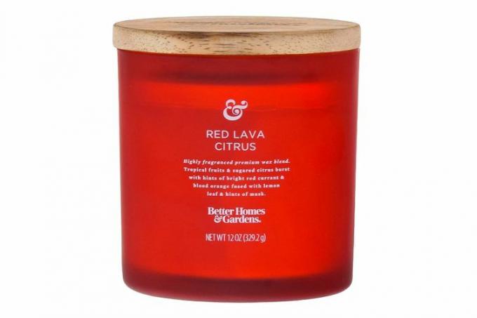 Walmart Better Homes & Gardens 12 oz Red Lava Citrus Scented 2-Wick Frosted Jar Candle