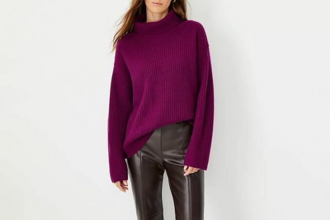 Ann Taylor Cashmere Ribbet Turtleneck-genser