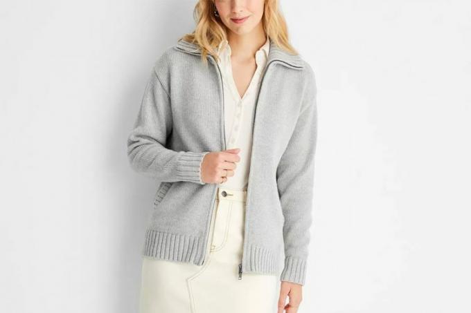 Target Future Collective med Reese langermet solid cardigan med glidelås for kvinner