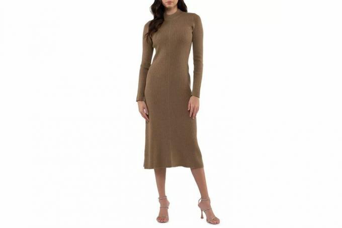 Target August Sky Dame Shimmery Ribbed High Neck Midi Sweater Dress