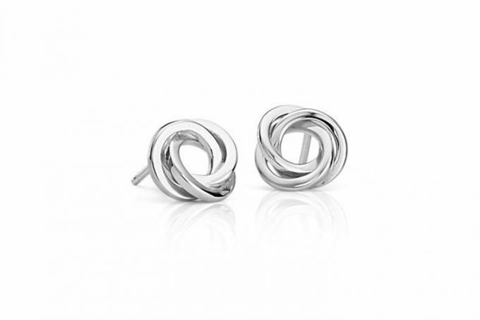 Blue Nile Flat Love Knot Stud øredobber i Sterling Sølv