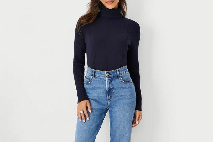 Black Friday Ann Taylor Mixed Ribbed Turtleneck-genser