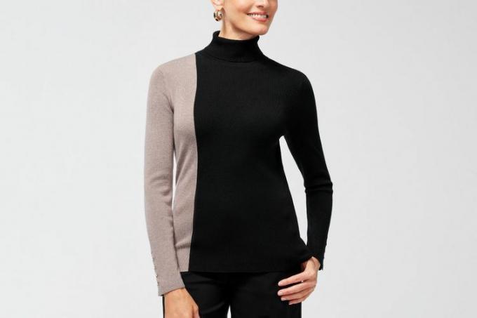 Chicos ECOVERO Neutral Colorblock Turtleneck-genser