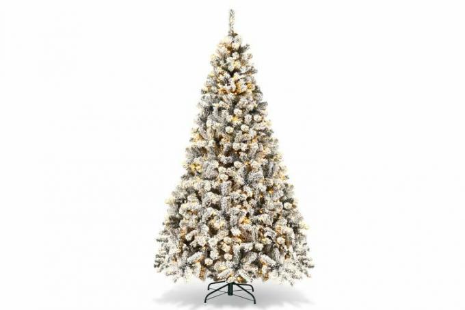 Target Costway Prelit 7,5 fot Christmas Tree Flocked Xmas Snowy Tree 450 LED-lys