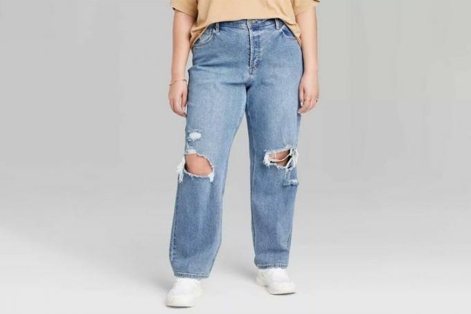 Target Wild Fable Dame Super-High Rise Distressed Straight Jeans