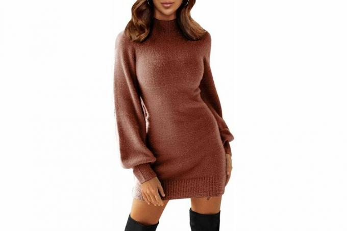 Amazon October Prime Day EXLURA Mock Neck Ribbet Langermet Bodycon Pullover