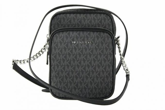 Black Friday Walmart Michael Kors Jet Set Travel Signature PVC Medium Logo Chain Crossbody Flight Bag