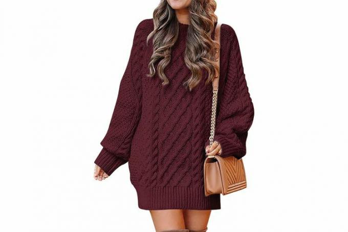 Amazon ANRABESS Oversized Cable Knit Chunky Sweater Dress