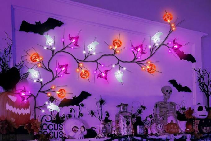 Amazon Sakayo 6 FT 54 LED Willow Vine Kvist Halloween Dekorasjoner Garland med Timer Pumpkin Bat Ghost Lights