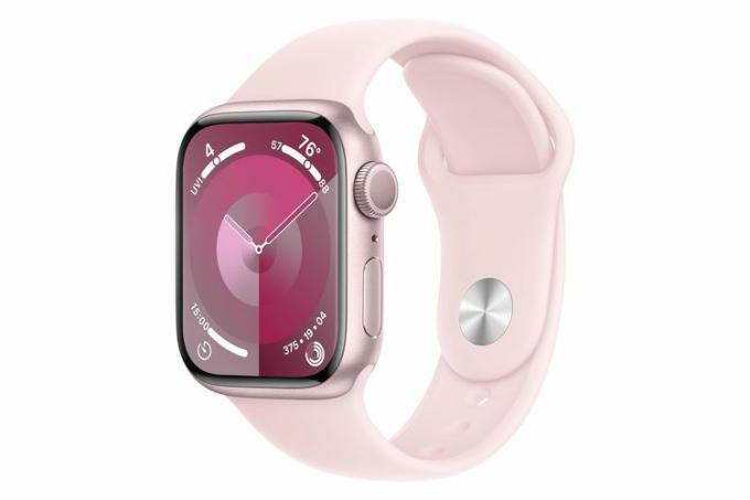 Amazon Apple Watch Series 9 rosa aluminiumsdeksel med lys rosa sportsbånd