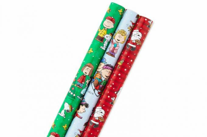 Hallmark Peanuts 3-pack juleinnpakningspapir, 105 kvm. ft.