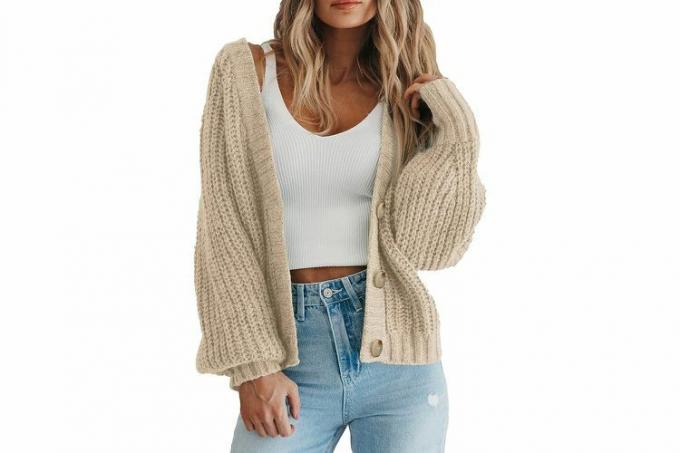 Amazon PRETTYGARDEN Chunky Knit Genser med åpen front for kvinner Lang 