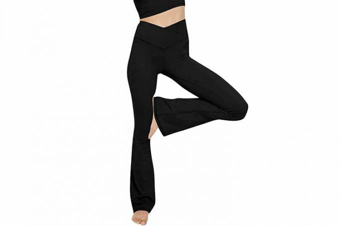 Amazon TOPYOGAS Women's Casual Bootleg Yoga Pants V Crossover High Waisted Flare Workout Bukser Leggings