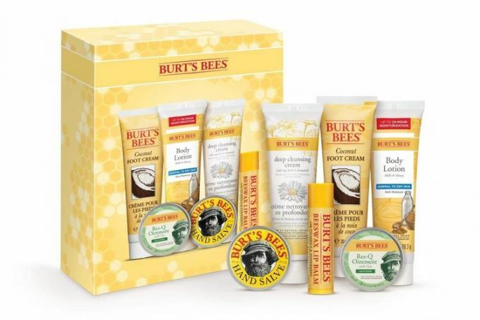 Amazon Burt's Bees julegaver, 6 strømpestopperprodukter, tidløst minisett - original Bivoks leppepomade, kokosfotkrem, melkehonning bodylotion, dyprensende krem, Res-Q salve og Håndsalve