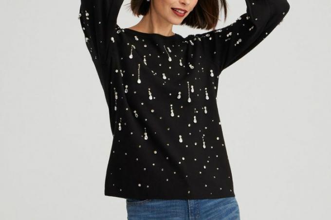 Chico's Drop Rhinestone Pullover-genser