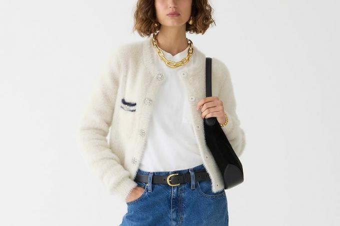 J.Crew Sweater damejakke i børstet garn