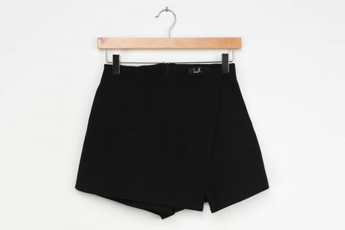 Lulus Let's Meet Black Asymmetrical Skort