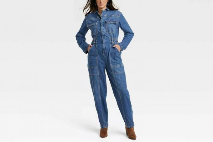 Target Universal Thread Langermet Denim Jumpsuit for kvinner