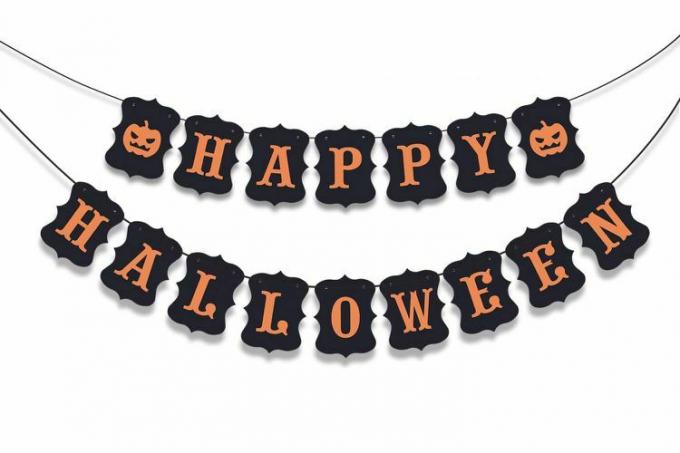 Amazon ERKOON Happy Halloween Banner Bunting med gresskarskilt